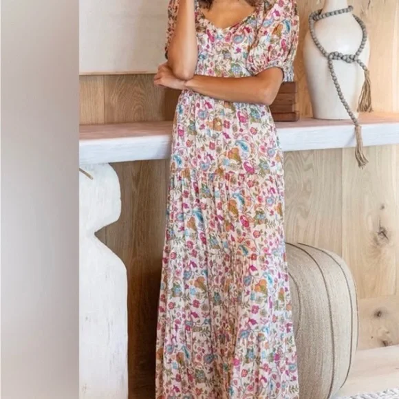 NATURAL LIFE Colorful Floral Print Maxi Dress - Picture 1 of 6
